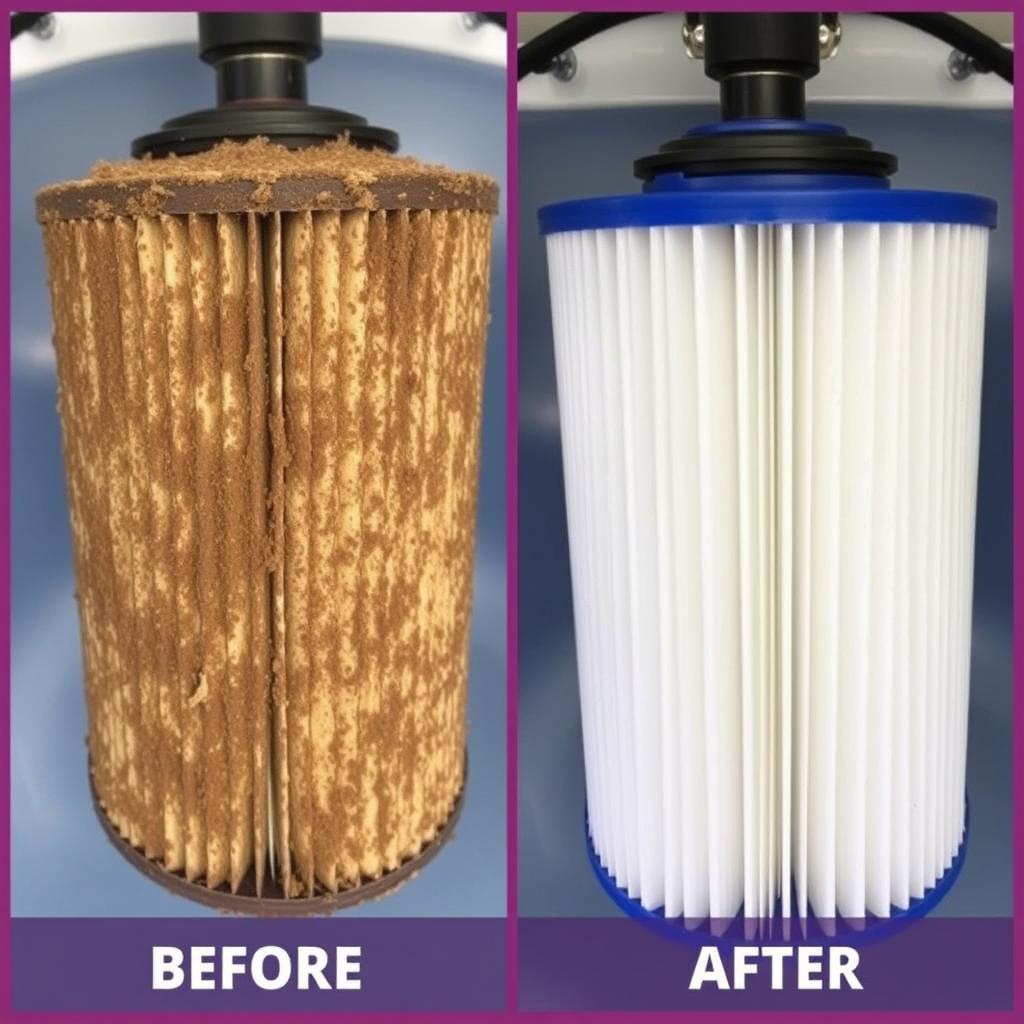 Filtr kartuszowy do jacuzzi przed i po czyszczeniu