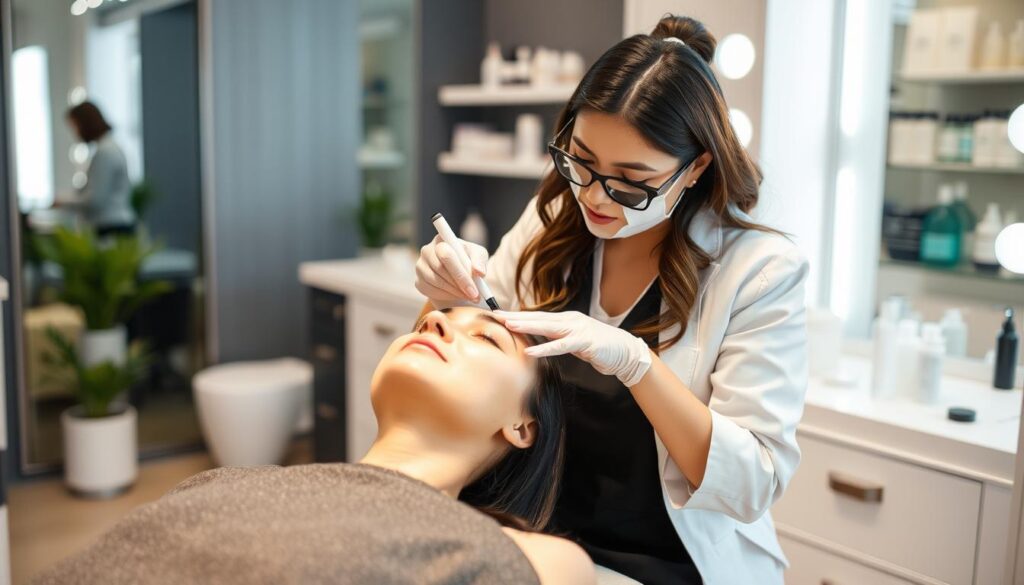 Kosmetyczka wykonująca zabieg na twarzy klientki - Zarobki w beauty: Ile zarabia kosmetyczka i masażysta? Kosmetyczka wykonująca zabieg na twarzy klientki - Zarobki w beauty: Ile zarabia kosmetyczka i masażysta?