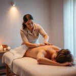 Masaż relaksacyjny wykonywany przez profesjonalnego masażystę w spokojnym otoczeniu z aromaterapią