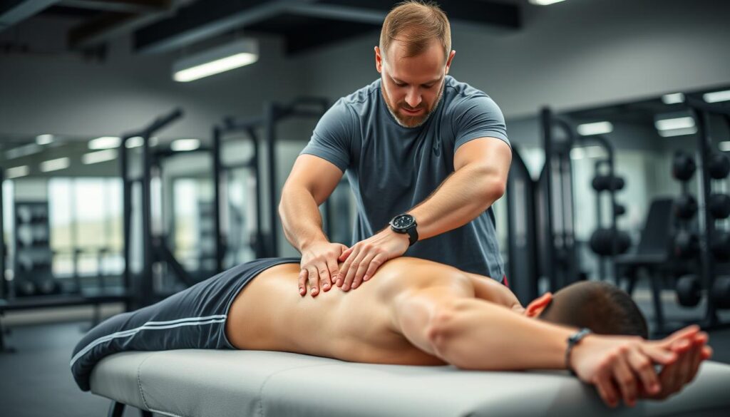 Masażysta sportowy pracujący z zawodowym sportowcem - Zarobki w beauty: Ile zarabia kosmetyczka i masażysta? Masażysta sportowy pracujący z zawodowym sportowcem - Zarobki w beauty: Ile zarabia kosmetyczka i masażysta?