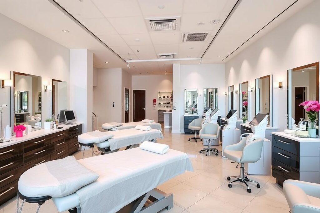 Nowoczesny salon kosmetyczny z pełnym wyposażeniem - Zarobki w beauty: Ile zarabia kosmetyczka i masażysta? Nowoczesny salon kosmetyczny z pełnym wyposażeniem - Zarobki w beauty: Ile zarabia kosmetyczka i masażysta?