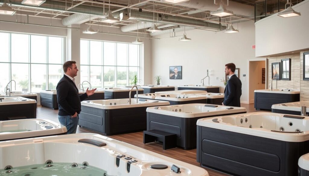 Proces wyboru jacuzzi w salonie sprzedaży
