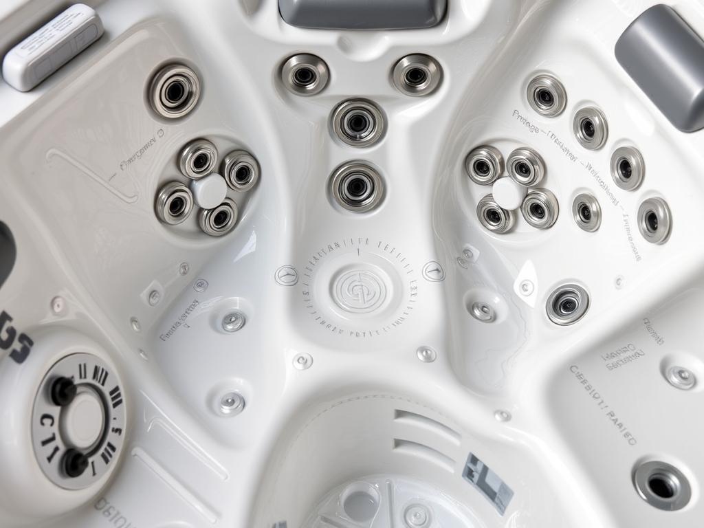 Szczegółowe ujęcie systemu dysz w jacuzzi premium