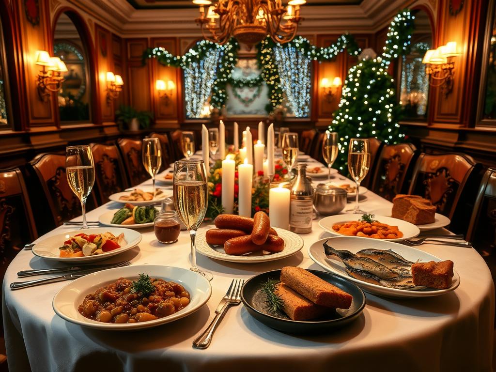Tradycyjne sylwestrowe potrawy we włoskiej restauracji