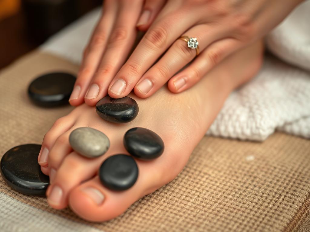 Masaż stóp gorącymi kamieniami - technika masażu podeszwy stopy