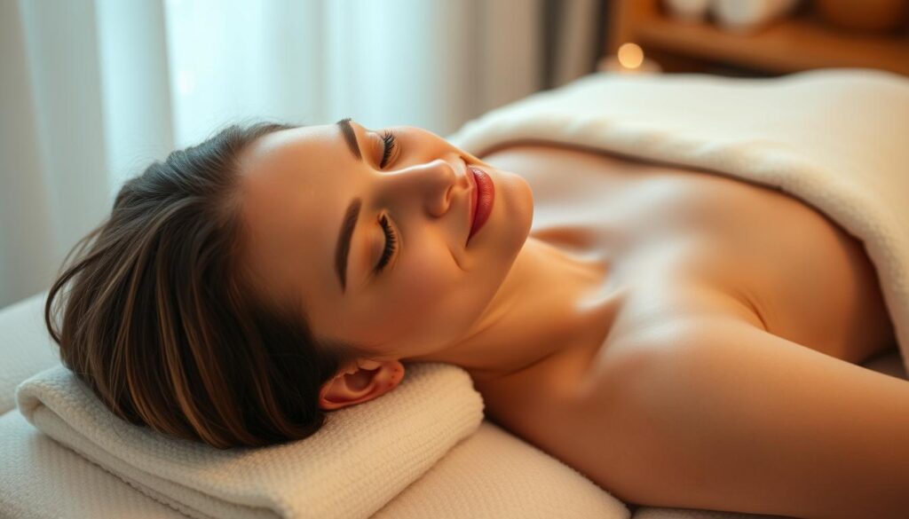 Osoba po zabiegu relaksacyjnym na ciało - efekt głębokiego odprężenia