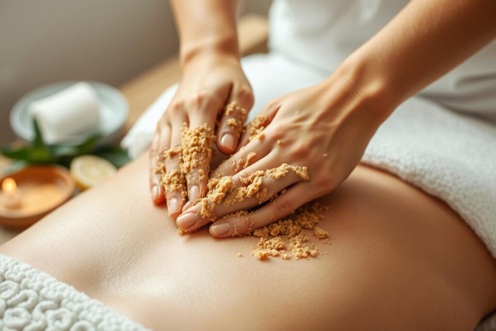 Peeling ciała z wykorzystaniem naturalnych składników w zabiegu relaksacyjnym